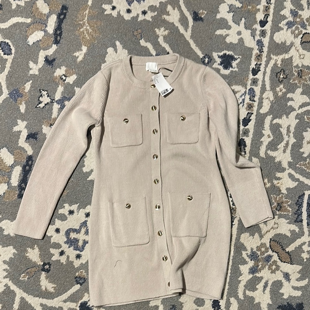 Beige Button-Up Cardigan